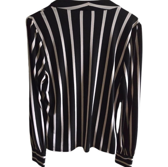 The "Work-to-Weekend" Vertical Stripped Blouse By Adrianna Papell Size M - Picture 2 of 4